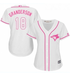 Womens Majestic Toronto Blue Jays 18 Curtis Granderson Replica White Fashion Cool Base MLB Jersey 