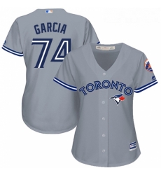 Womens Majestic Toronto Blue Jays 74 Jaime Garcia Authentic Grey Road MLB Jersey 