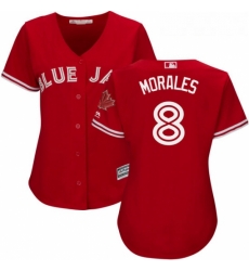 Womens Majestic Toronto Blue Jays 8 Kendrys Morales Authentic Scarlet Alternate MLB Jersey