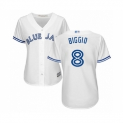 Women's Toronto Blue Jays #8 Cavan Biggio Authentic White Home Baseball Player Jersey