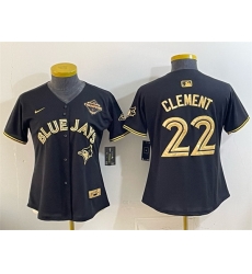 Youth Toronto Blue Jays 22 Ernie Clement Black Gold 2025 American League Champions Limited Stitched Baseball Jersey Youth Toronto Blue Jays 22 Ernie Clement Black Gold 2025 American League Champions Limited Stitched Baseball Jersey