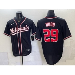 Men Washington Nationals  29 James Wood 2026 Fashion Replica Black Out Stitched Baseball Jersey