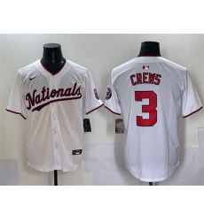 Men Washington Nationals 3 Dylan Crews White Home Limited Stitched Baseball Jersey Men Washington Nationals 3 Dylan Crews White Home Limited Stitched Baseball Jersey