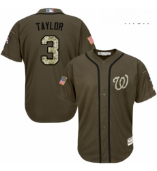 Mens Majestic Washington Nationals 3 Michael Taylor Authentic Green Salute to Service MLB Jersey