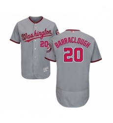 Mens Washington Nationals 20 Kyle Barraclough Grey Road Flex Base Authentic Collection Baseball Jersey