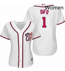 Womens Majestic Washington Nationals 1 Wilmer Difo Replica White Home Cool Base MLB Jersey 