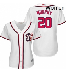 Womens Majestic Washington Nationals 20 Daniel Murphy Replica White Home Cool Base MLB Jersey