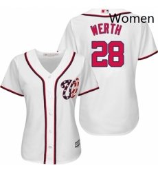 Womens Majestic Washington Nationals 28 Jayson Werth Replica White MLB Jersey