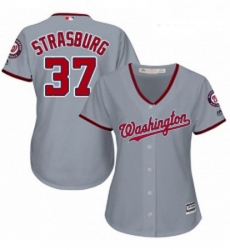 Womens Majestic Washington Nationals 37 Stephen Strasburg Authentic Grey Road Cool Base MLB Jersey