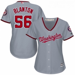 Womens Majestic Washington Nationals 56 Joe Blanton Replica Grey Road Cool Base MLB Jersey