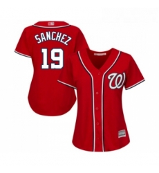 Womens Washington Nationals 19 Anibal Sanchez Replica Red Alternate 1 Cool Base Baseball Jersey 