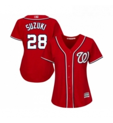 Womens Washington Nationals 28 Kurt Suzuki Replica Red Alternate 1 Cool Base Baseball Jersey 