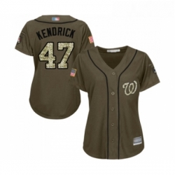 Womens Washington Nationals 47 Howie Kendrick Authentic Green Salute to Service Baseball Jersey 