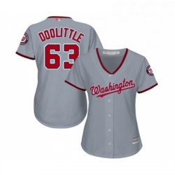 Womens Washington Nationals 63 Sean Doolittle Replica Grey Road Cool Base Baseball Jersey 