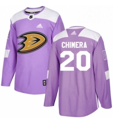 Mens Adidas Anaheim Ducks 20 Jason Chimera Authentic Purple Fights Cancer Practice NHL Jersey 