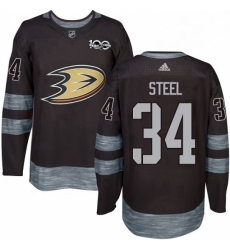 Mens Adidas Anaheim Ducks 34 Sam Steel Premier Black 1917 2017 100th Anniversary NHL Jersey 