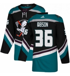 Mens Adidas Anaheim Ducks 36 John Gibson Authentic Black Teal Third NHL Jersey 