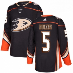 Mens Adidas Anaheim Ducks 5 Korbinian Holzer Authentic Black Home NHL Jersey 