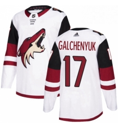 Mens Adidas Arizona Coyotes 17 Alex Galchenyuk White Road Authentic Stitched NHL Jersey 