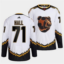 Men Boston Bruins 71 Taylor Hall White 2022 Reverse Retro Stitched Jersey