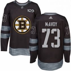 Mens Adidas Boston Bruins 73 Charlie McAvoy Authentic Black 1917 2017 100th Anniversary NHL Jersey 