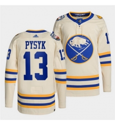 Men Buffalo Sabres 13 Mark Pysyk 2022 Cream Heritage Classic Stitched jersey