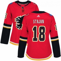 Womens Adidas Calgary Flames 18 Matt Stajan Premier Red Home NHL Jersey 