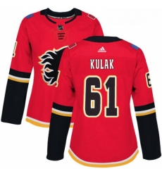 Womens Adidas Calgary Flames 61 Brett Kulak Premier Red Home NHL Jersey 