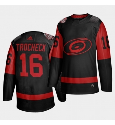 Carolina Hurricanes 16 Vincent Trocheck Black Men 2021 Stadium Series Outdoor Game Jersey