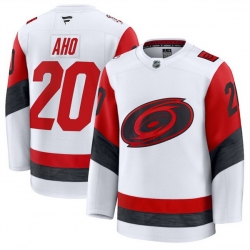 Men Carolina Hurricanes 20 Sebastian Aho White 2025 Away Stitched Hockey Jersey