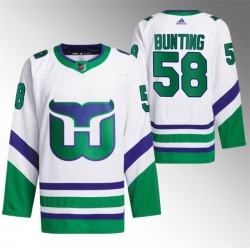 Men Carolina Hurricanes 58 Michael Bunting White Stitched Jersey