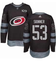 Mens Adidas Carolina Hurricanes 53 Jeff Skinner Authentic Black 1917 2017 100th Anniversary NHL Jersey 