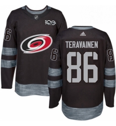 Mens Adidas Carolina Hurricanes 86 Teuvo Teravainen Premier Black 1917 2017 100th Anniversary NHL Jersey 