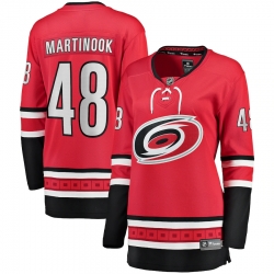 Womens Adidas Carolina Hurricanes 48 Jordan Martinook Premier Red Home NHL Jersey