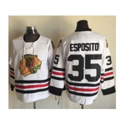 Chicago Blackhawks  #35 Tony Esposito White CCM Throwback Stitched NHL Jersey