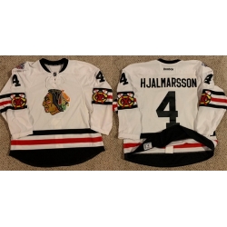 Men Chicago Blackhawks 4 Niklas Hjalmarsson White Stitched Hockey Jersey