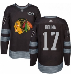 Mens Adidas Chicago Blackhawks 17 Lance Bouma Authentic Black 1917 2017 100th Anniversary NHL Jersey 