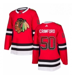 Mens Adidas Chicago Blackhawks 50 Corey Crawford Authentic Red Drift Fashion NHL Jersey 