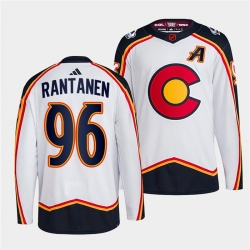 Men Colorado Avalanche 96 Mikko Rantanen 2022 23 White Reverse Retro Stitched Jersey