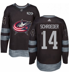 Mens Adidas Columbus Blue Jackets 14 Jordan Schroeder Premier Black 1917 2017 100th Anniversary NHL Jersey 