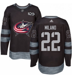 Mens Adidas Columbus Blue Jackets 22 Sonny Milano Premier Black 1917 2017 100th Anniversary NHL Jersey 