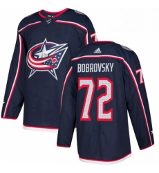 Mens Adidas Columbus Blue Jackets 72 Sergei Bobrovsky Authentic Navy Blue Home NHL Jersey 