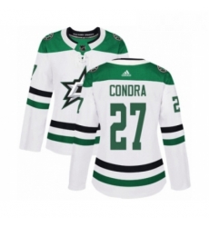 Womens Adidas Dallas Stars 27 Erik Condra Authentic White Away NHL Jersey 