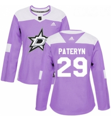 Womens Adidas Dallas Stars 29 Greg Pateryn Authentic Purple Fights Cancer Practice NHL Jersey 