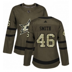 Womens Adidas Dallas Stars 46 Gemel Smith Authentic Green Salute to Service NHL Jersey 