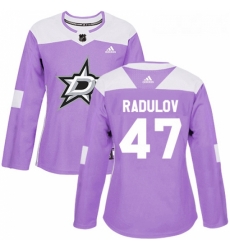 Womens Adidas Dallas Stars 47 Alexander Radulov Authentic Purple Fights Cancer Practice NHL Jersey 