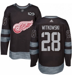 Mens Adidas Detroit Red Wings 28 Luke Witkowski Premier Black 1917 2017 100th Anniversary NHL Jersey 