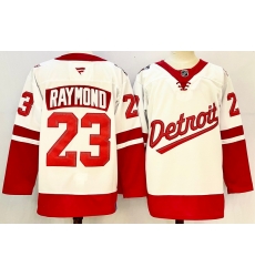 Men's Detroit Red Wings 23 Lucas Raymond White 2024-25 Stitched Fanatics Jersey