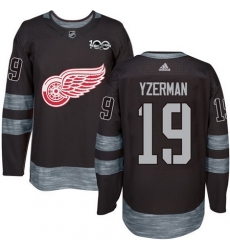 Red Wings #19 Steve Yzerman Black 1917 2017 100th Anniversary Stitched NHL Jersey