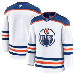 Men Edmonton Oilers Blank White 2024 25 Away Stitched Hockey Jersey